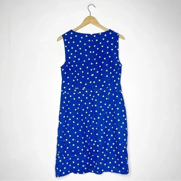 Boden Blue Polka Dot Rae Linen Dress Size 8 Tall Long - Picture 8 of 10